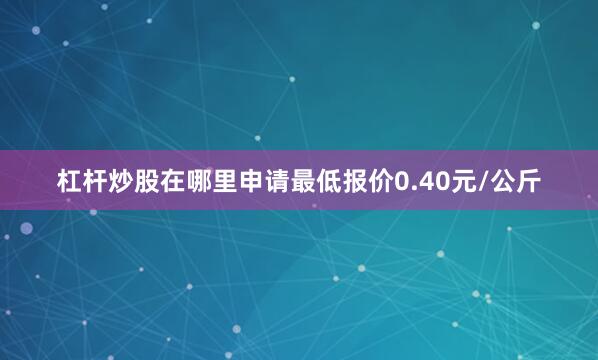 杠杆炒股在哪里申请最低报价0.40元/公斤